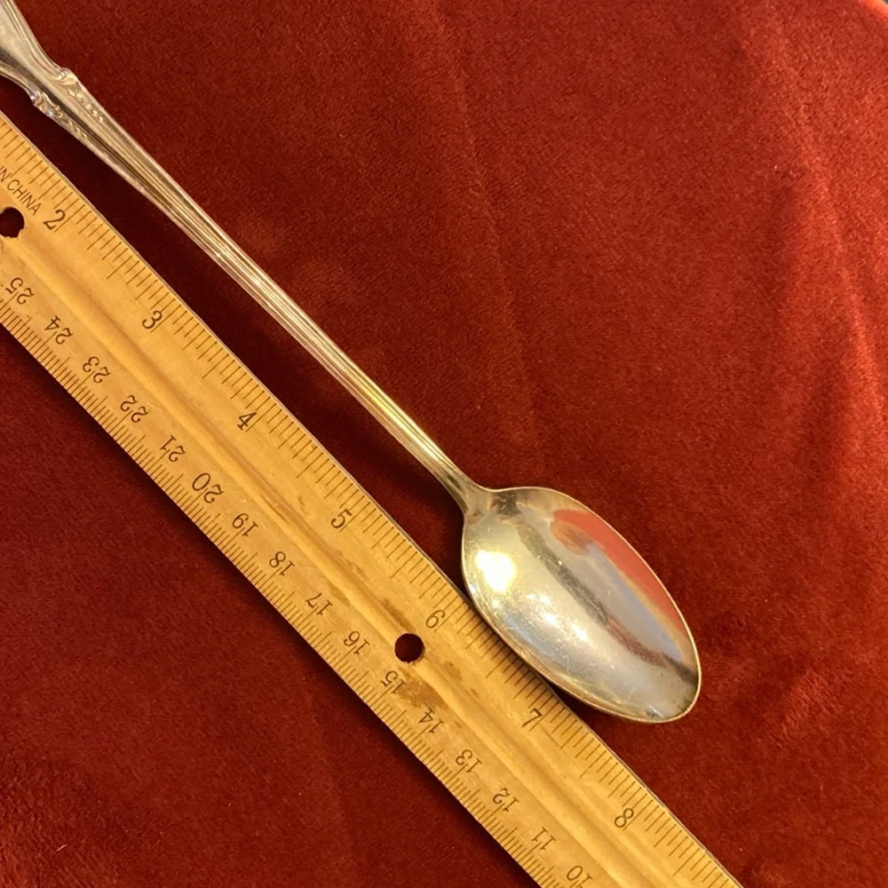 6 Silverplate Iced Tea Spoons w/ H Monogram Wm Rogers Memory Pattern | 1960s